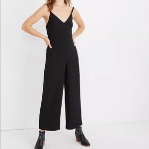 Madewell 'Thistle' Cami Wide Crop Leg Black Crepe Jumpsuit - 4